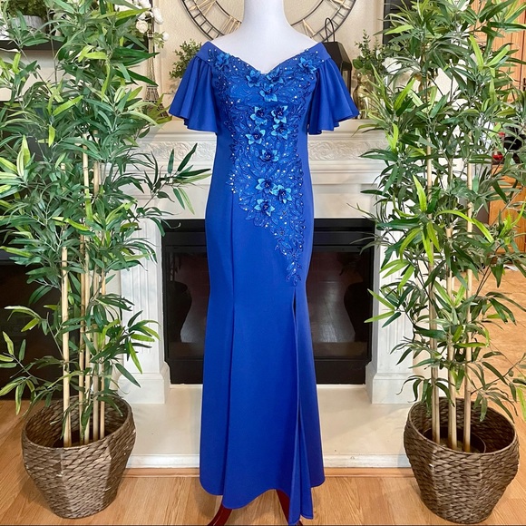 blue filipiniana dress Filipiniana serpentina dress, (Royal blue) Filipina formal wear, cultural evening gown